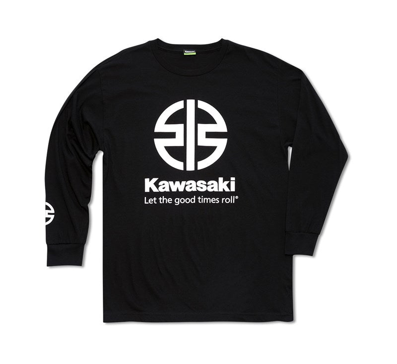 Kawasaki River Mark Logo Long Sleeve Black Adult T-Shirt 