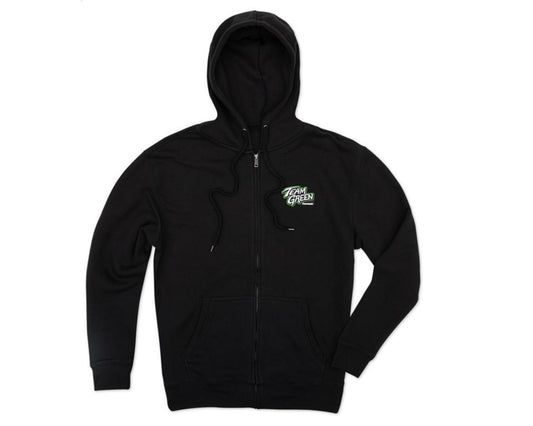 Kawasaki Team Green Zip Up Hooded Sweatshirt -Black 