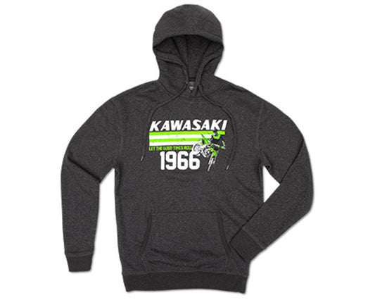 Kawasaki 1966 Heritage Let The Good Times Roll Gray Hoodie Sweatshirt Small