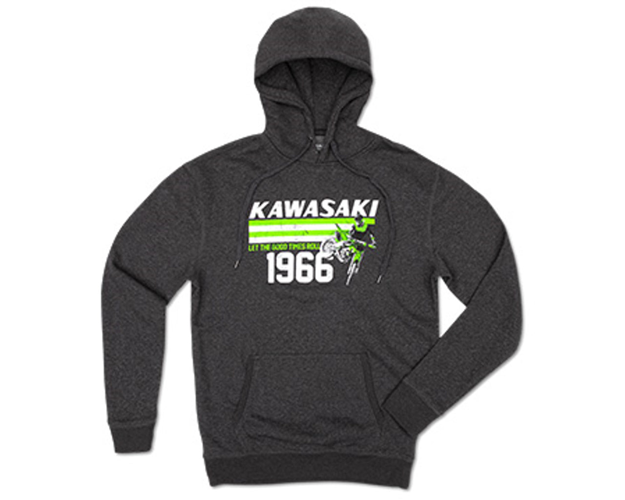 Kawasaki 1966 Heritage Let The Good Times Roll Gray Hoodie Sweatshirt 