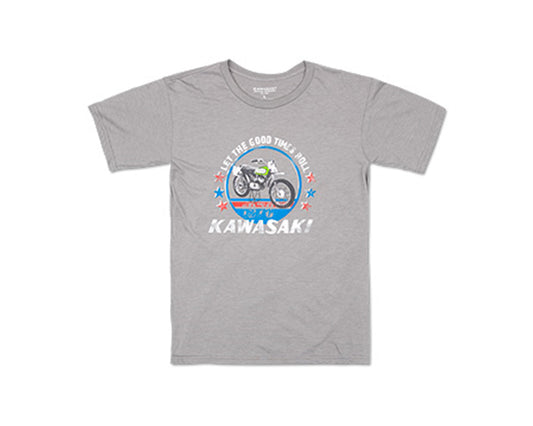 Kawasaki 1970 Heritage Let The Good Times Roll Gray T-Shirt 