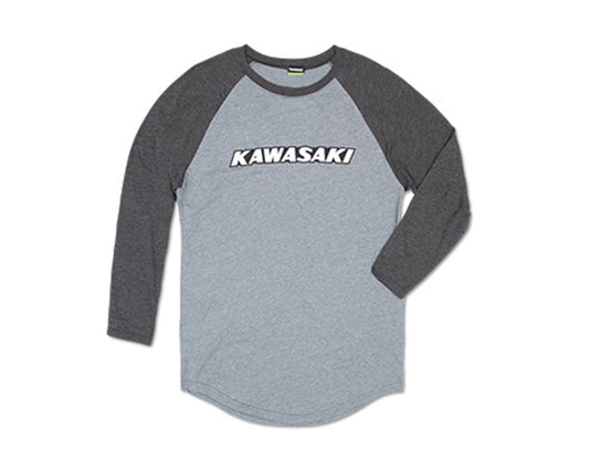 Kawasaki Classic Logo Hertiage Raglan T-Shirt Gray 