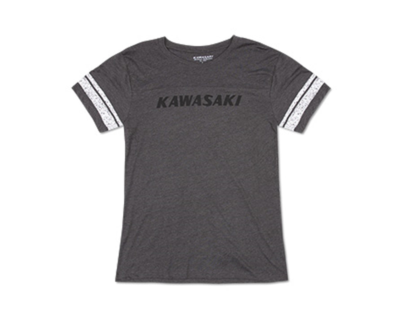 Kawasaki Hertiage Race Day Gray T-Shirt w/white stripes on sleeves 
