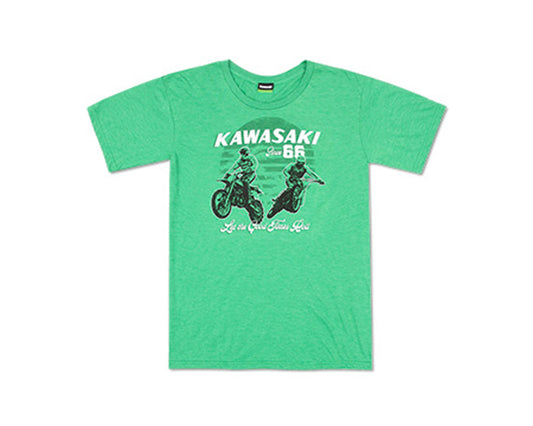 Kawasaki Heritage Since 1966 Retro T-Shirt Green 