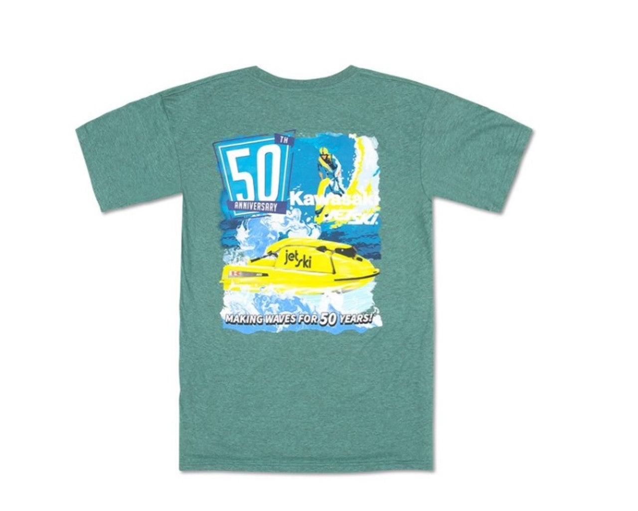 Kawasaki Jet Ski 50th Anniversary Stand-Up Limited Edition T-Shirt Green 