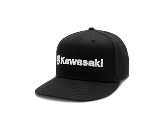 Kawasaki River Mark Flat Bill Snapback Black Cap Adult K003-4115-BK-NS