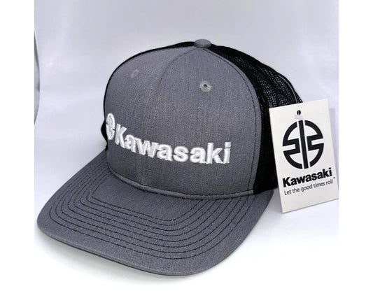 Kawasaki River Mark Logo Trucker Snapback Cap  K003-4117-GY-NS