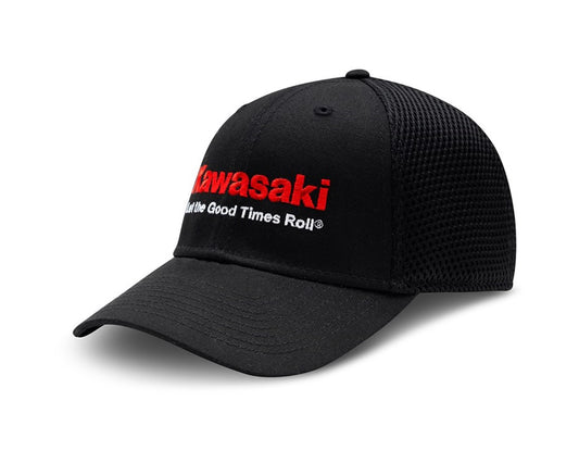 Kawasaki Let The Good Times Roll Black Curved Mesh Cap Snapback  K004-4123-BKNS