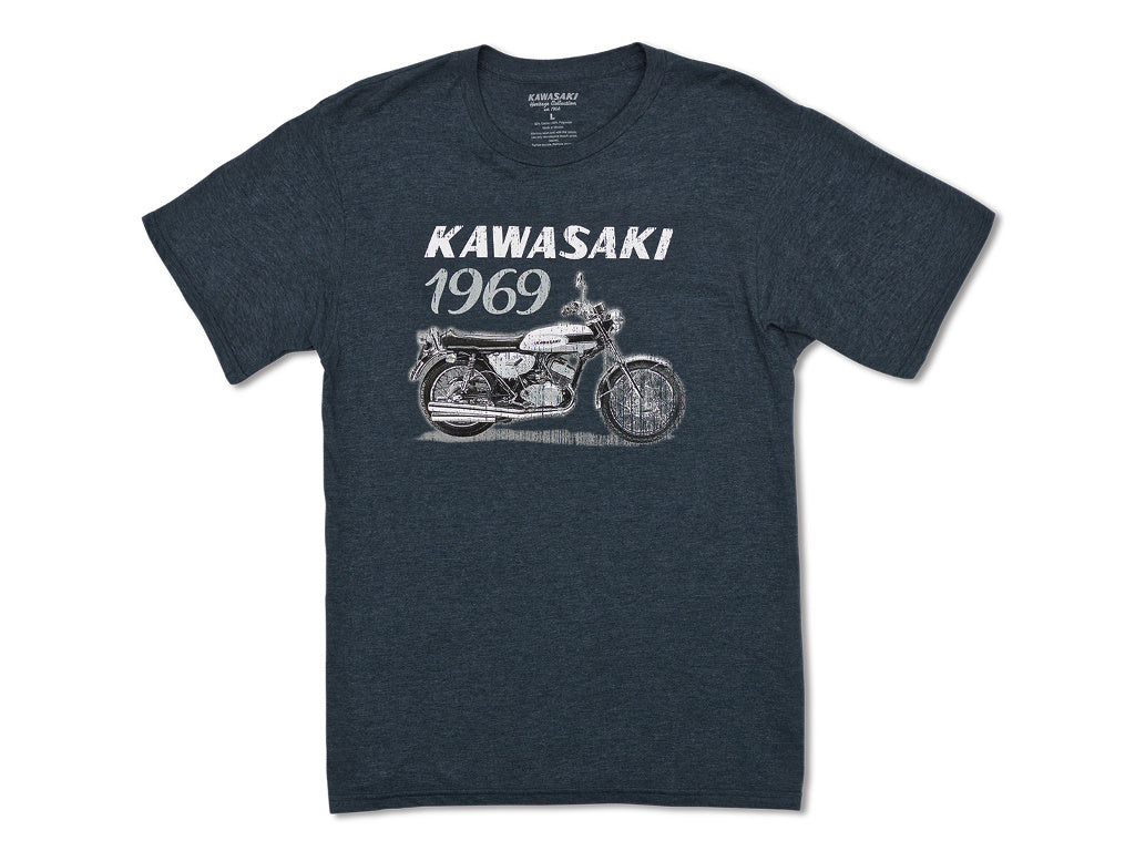 Kawasaki Heritage H1 500 Mach III Vintage Retro T-shirt Blue K009-2538-BL