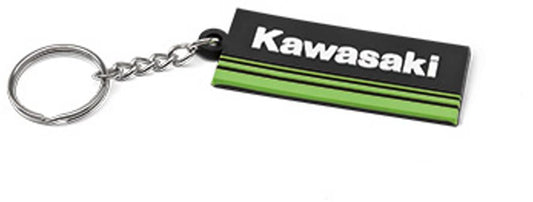 Kawasaki 3 Green Lines PVC Keychain Keyfob Black K068-8917-BKNS